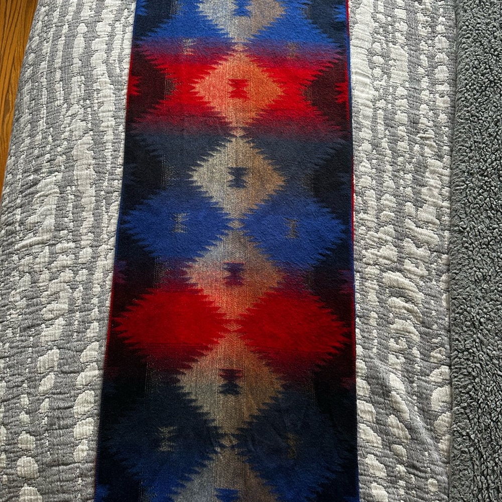 Roots Red and Blue Accent Pillows with Geometric Design